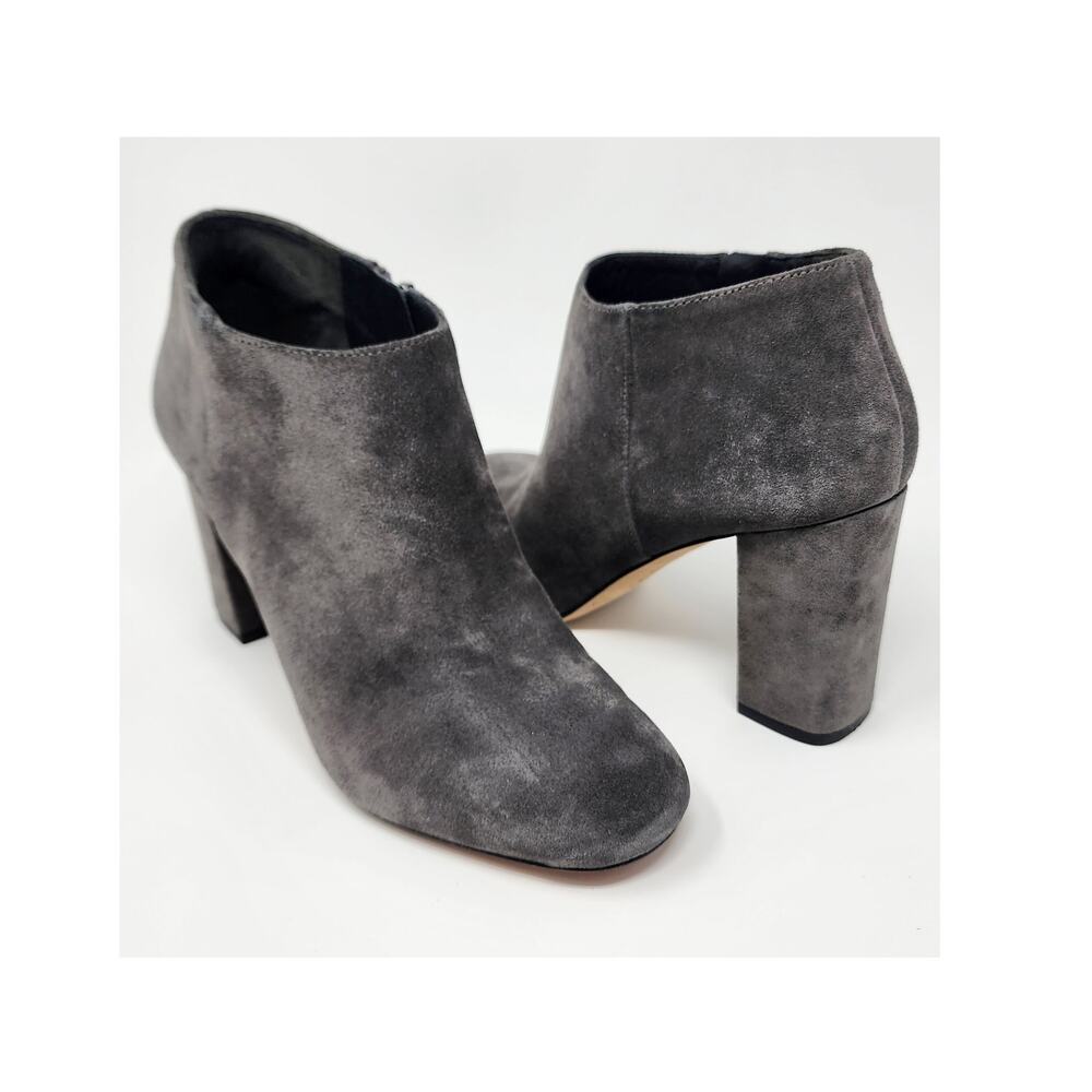 Via Spiga Silvie Women 7.5M Grey Suede Covered Block Heel Booties Inside Zip